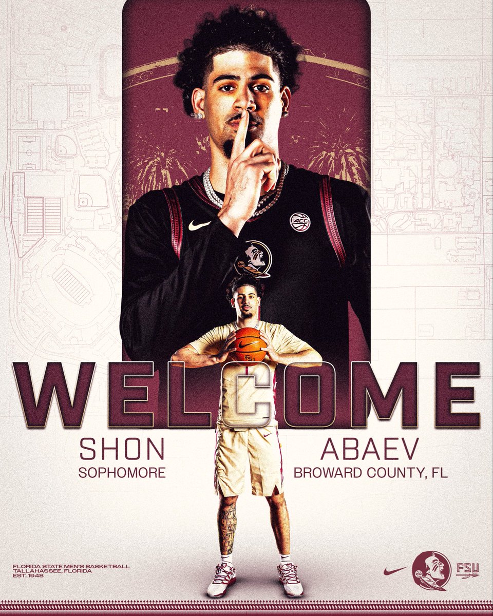FSUHoops's tweet photo. Meet your new Noles!

Shon Abaev is a 6’8”, 210-pound ⭐️⭐️⭐️⭐️ forward from Broward County

He was a 2025 McDonald’s All-American and played his freshman season at Cincinnati 

#NoleFamily | #Connected https://t.co/V2mMT08UvO