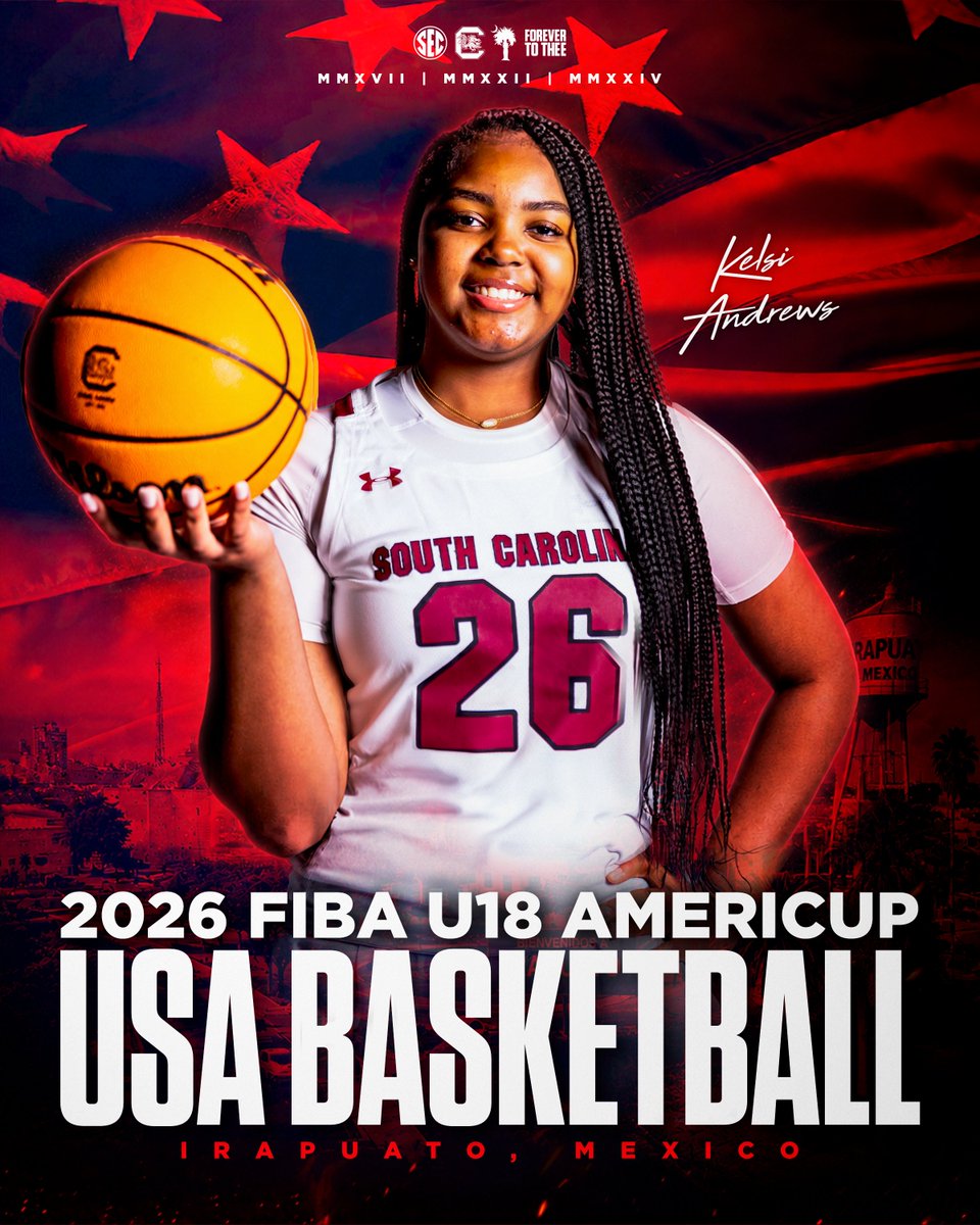GamecockWBB's tweet photo. We'll be sat at 7:30 ET tonight for @KelsiAndrews23 and @usabjnt vs. Argentina at the FIBA U18 AmeriCup!

💻: https://t.co/34URw5xxCJ https://t.co/Vcy5ExVe8C