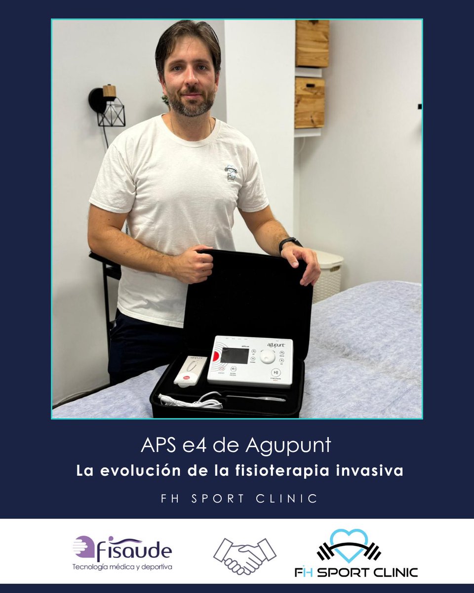 fisaude's tweet photo. FH Sport Clinic ha incorporado el APS e4 de
@agupunt , un equipo que reúne múltiples aplicaciones y técnicas en un único dispositivo con certificación MDR europea.
https://t.co/e0jFa5wiho #Fisaude #FisioterapiaAvanzadaFisaude 

#FisioterapiaInvasiva #Neuromodulacion #APS https://t.co/tc4mfl6bSY
