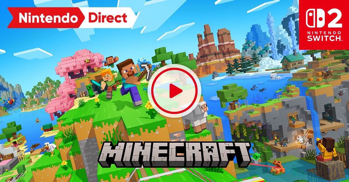 Nintendo's tweet photo. 作る、探検する、生き抜く。
バイブラントビジュアルズに対応した『Minecraft』のNintendo Switch 2 版は、2026年発売。
#NintendoDirectJP