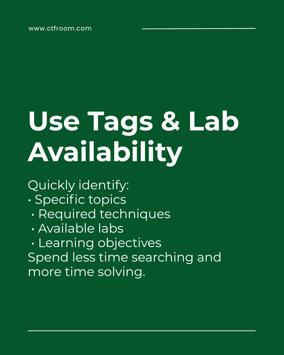 CTF_Room's tweet photo. Stop searching. Start solving.

Use Proving Ground filters to find the right CTF vault by category, difficulty, tags, premium status, and lab availability. 🚩

#ProvingGround #CTF #CyberSecurity #InfoSec #CyberTraining #CaptureTheFlag https://t.co/S1PPze5Fx2