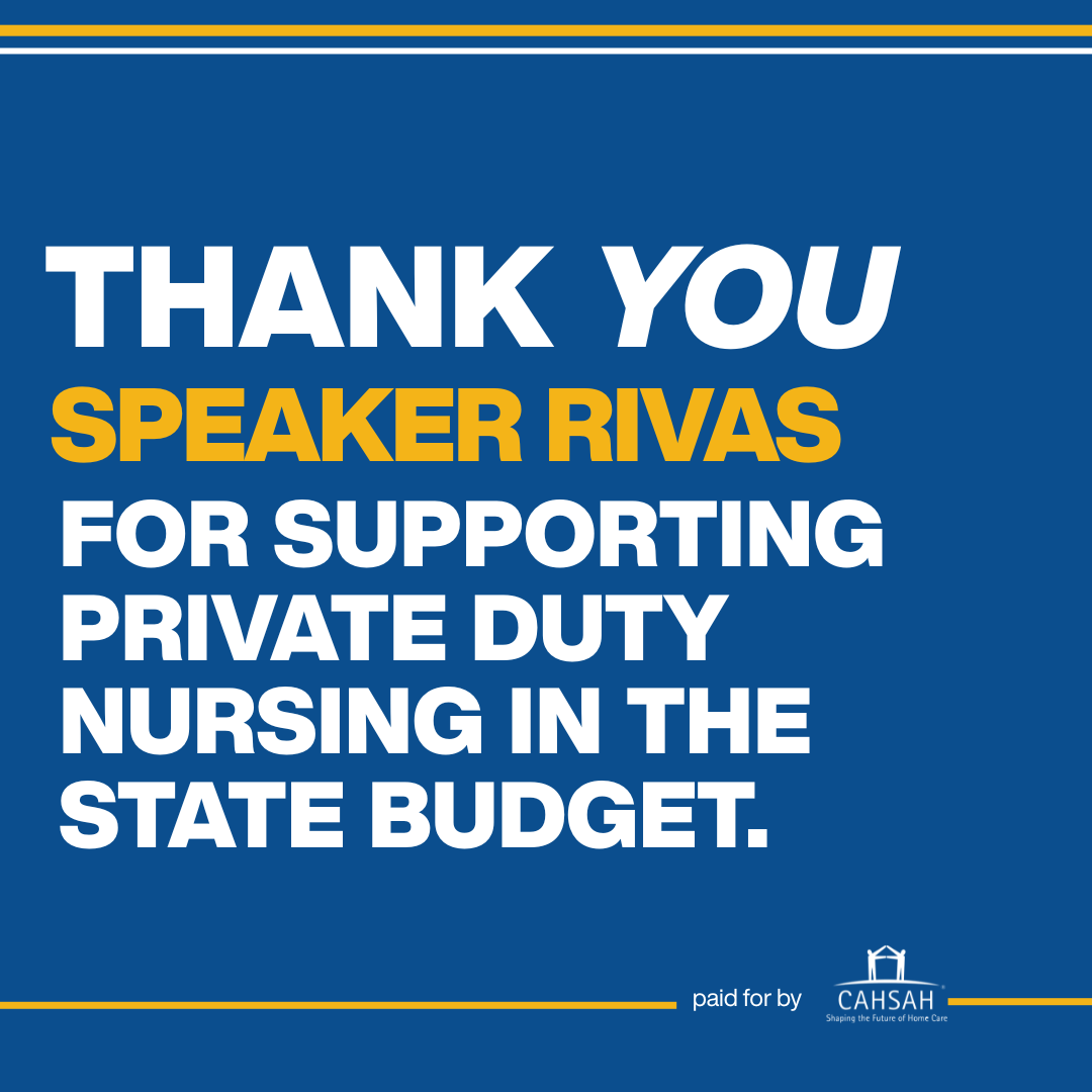 CAHSAHUpdates's tweet photo. Thank you, @CASpeakerRivas, for your support of Private Duty Nursing and for championing funding for PDN in the state budget. Because of you, we can help the 1,000+ medically fragile children receive the care they need at home. #CAneedsPDN https://t.co/vy2ktJJH9a