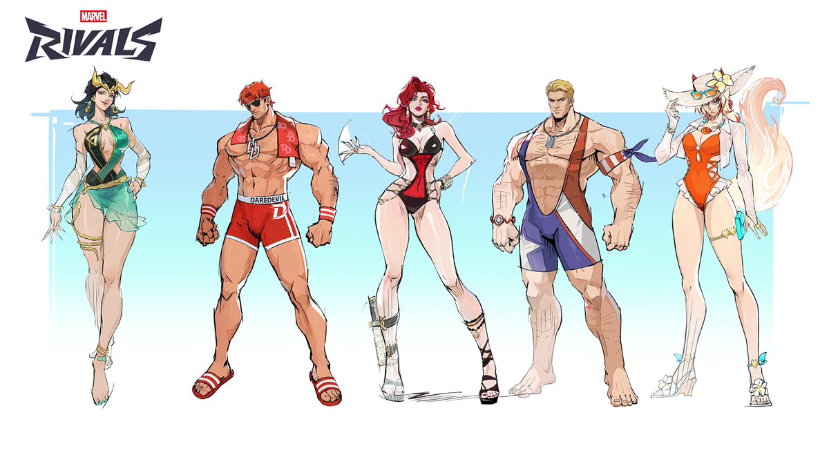 ACozyGamer's tweet photo. It's a HOT Rivals Summer. 

New swim suit skins hitting Marvel Rivals June 18th. 

The game is officially funded through 2030. https://t.co/2NBgaLhDns