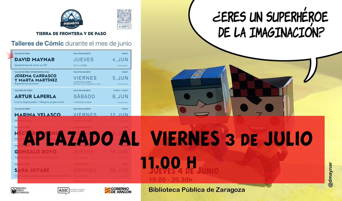 AAAComic's tweet photo. ¡Actividades comiqueras este mes de junio en la Biblioteca Pública de Zaragoza! https://t.co/mSQfBp2ub4