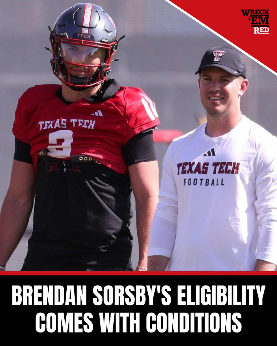 WreckEm_Red's tweet photo. Brendan Sorsby being "eligible" isn't the finish line. There are ongoing conditions for him to be able to play for Texas Tech this season.

Here's what Judge Ken Curry is requiring and what the Red Raiders will be helping Sorsby with: https://t.co/W9gWMM0o3D https://t.co/24anlmROzK