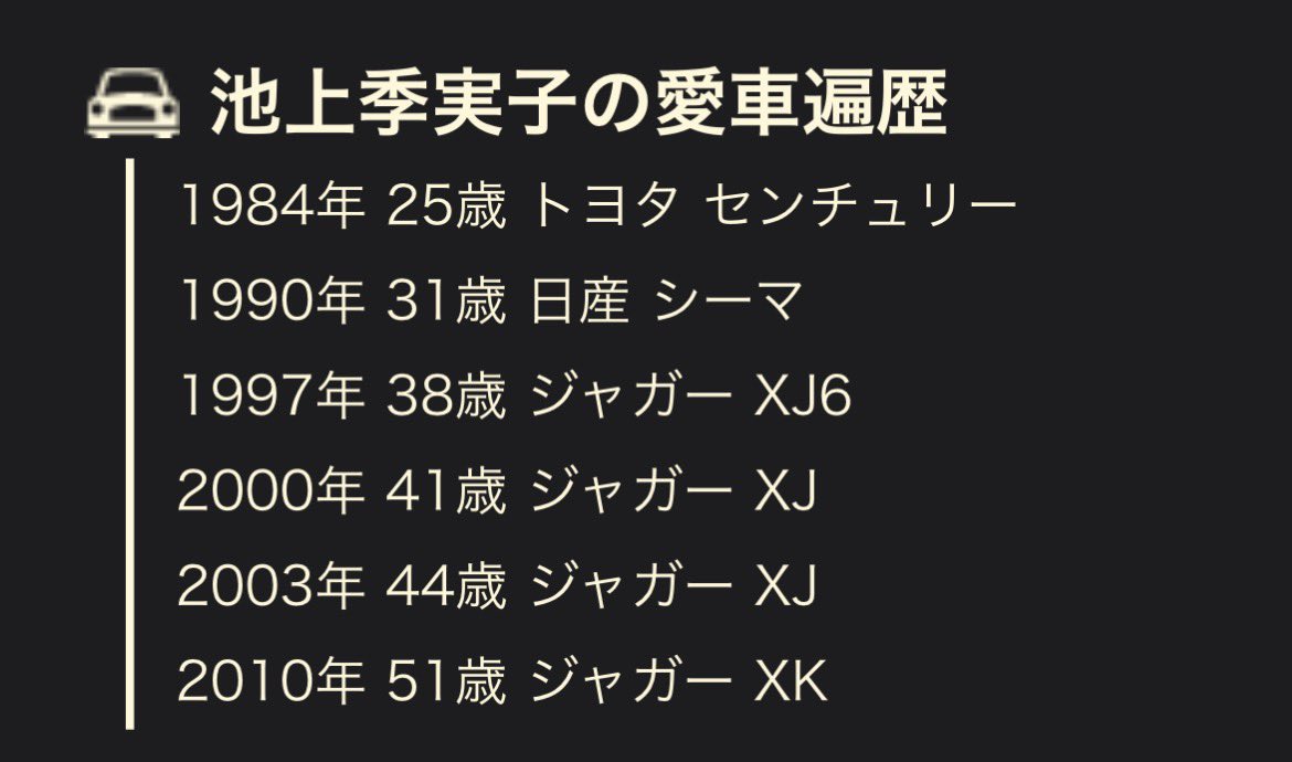 right_copy_'s tweet photo. @rodrigo6029 @bluetopaz_nrk 確かに
でも池上季実子も乗ってたらしいからセーフ https://t.co/0wvGU90NuO