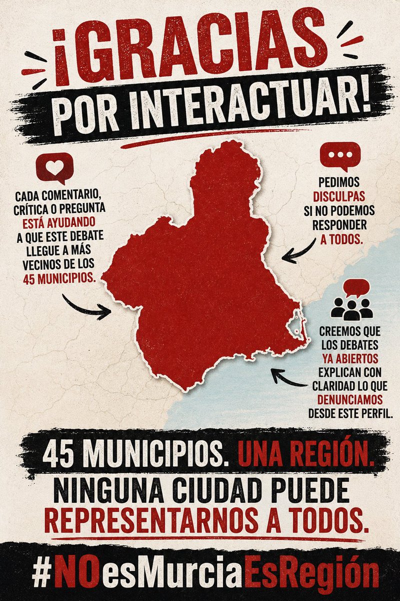 NOesMurcia's tweet photo. Gracias por ayudarnos a llegar a todos. 
El debate está servido!

#NOesMurciaEsRegión https://t.co/eFBMiuml5F