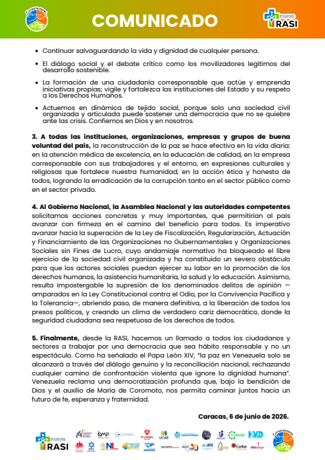 ForoCivicoVzla's tweet photo. El llamado es "a trabajar por una democracia que sea hábito responsable y no un espectáculo". Como señaló León XIV, “la paz en Venezuela solo se alcanzará a través del diálogo genuino y la reconciliación nacional", rechazando cualquier camino "que ignore la dignidad humana” . https://t.co/QJ0HGE10VI