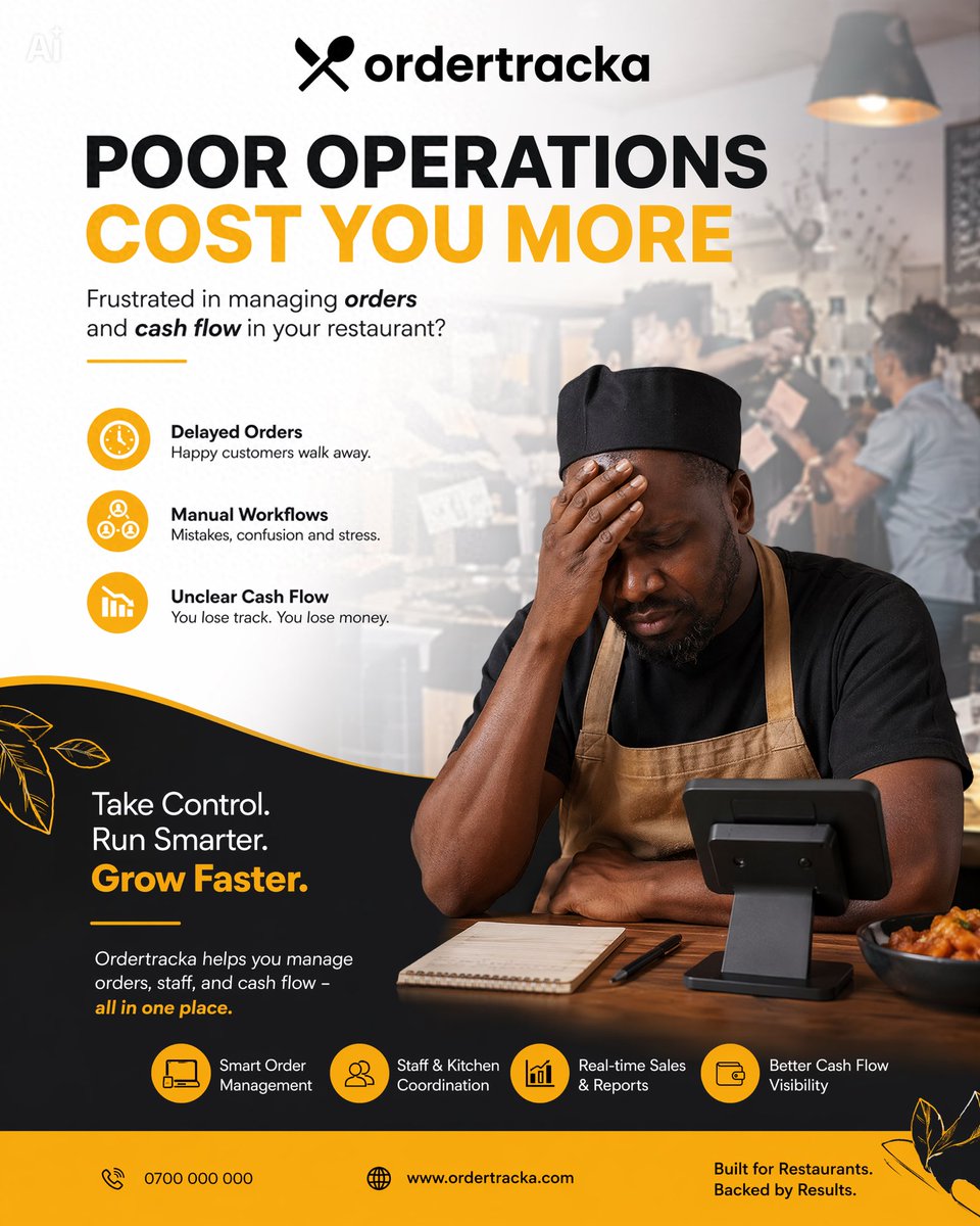 Intesa_Digitale's tweet photo. Poor operations are costing your restaurant more than you think.

❌ Delayed orders
❌ Manual workflows
❌ Unclear cash flow

With Ordertracka, manage orders, staff, and cash flow from one place—so you can run smarter and grow faster.@IntesaDigitale 

#RestaurantManagement #FoodBusiness #RestaurantTech #POSSystem #CashFlowManagement #Ordertracka