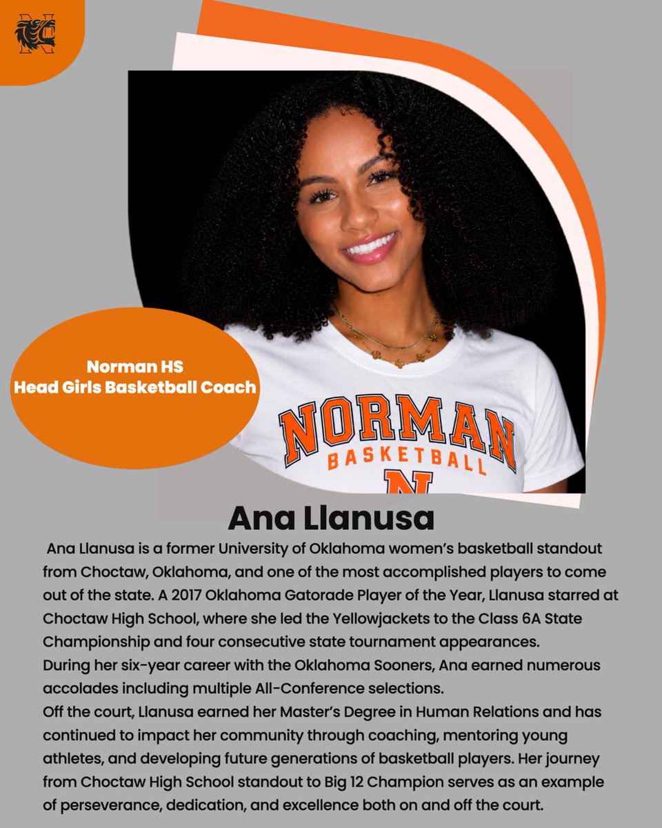 tohara_o's tweet photo. NPS Athletics is excited to announce Ana Llanusa as the new Head Girls Basketball Coach at Norman HS.

We look forward to watching the NHS girls basketball program grow under her leadership. https://t.co/9duimDm5H4