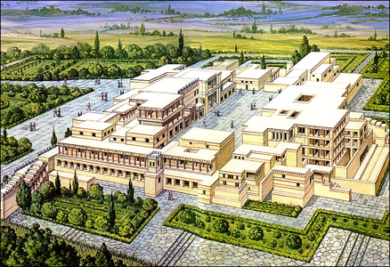 FletaP3's tweet photo. @Sarah404BC First settlement of Knossos was between 7000 bc and 1900 bc.  This artist representation of the first palace of Knossos around 1,900 bc and this paved road connected the palace to other centres, agricultural centres and ports around Knossos.  Pretty sophisticated I would say https://t.co/nz37guTh5C