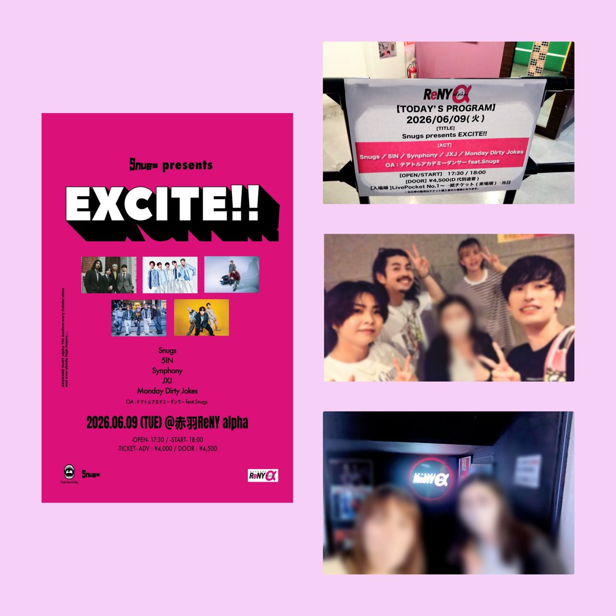 66mickeymouse's tweet photo. 今日はSnugs presents『EXCITE!!』へ🎶

今日のSnugsのセトリが『ハードラー』から始まって途中夏を感じさせる『SUMMER TIME』で4人の楽しそうな姿を観て元気をもらって、そして久しぶりに聴く『パズル』がふいにきてウルっとしてしまった😭

#Snugs https://t.co/Nka3CMzni0