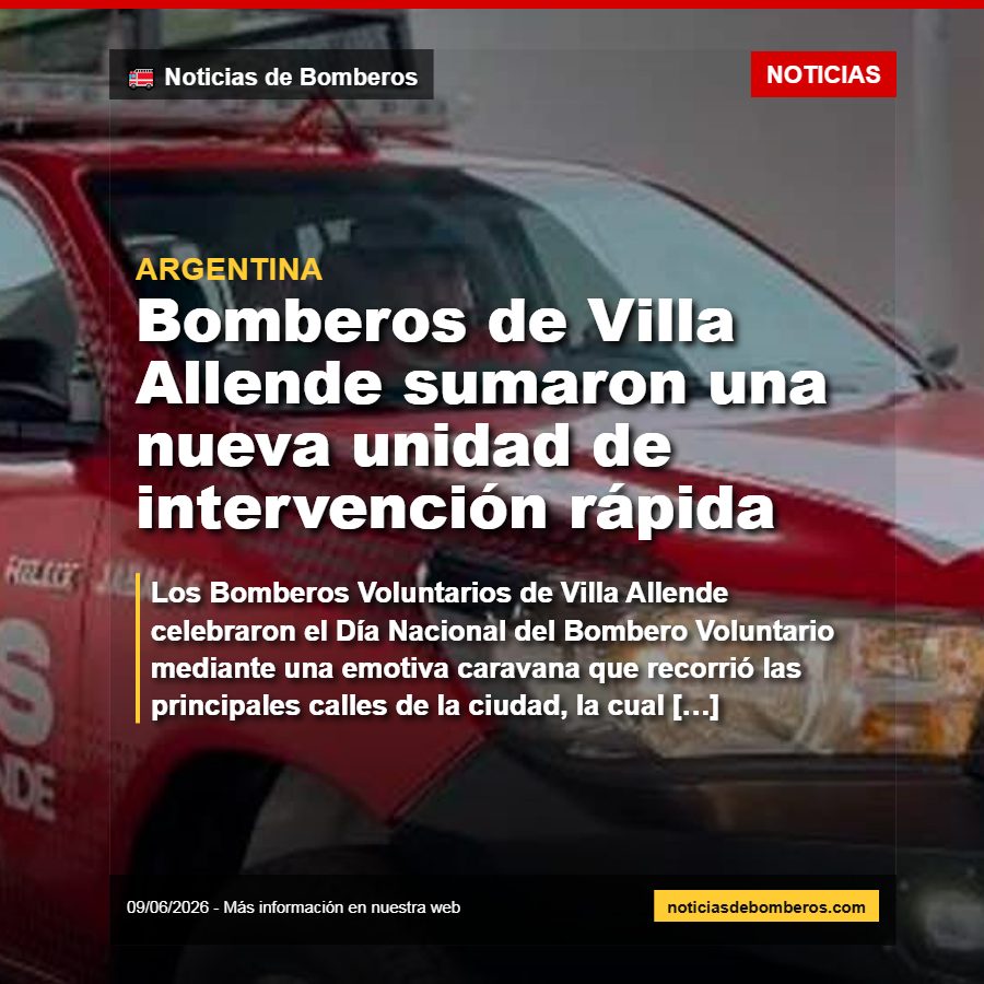 NdBomberos's tweet photo. 🚨 Bomberos de Villa Allende sumaron una nueva unidad de intervención rápida 🚨 Los Bomberos Voluntarios de Villa Allende celebraron el Día Nacional del Bombero Voluntario mediante una emotiva caravan... - Link: https://t.co/Qku1mPj16s https://t.co/aHOfvkvRBy