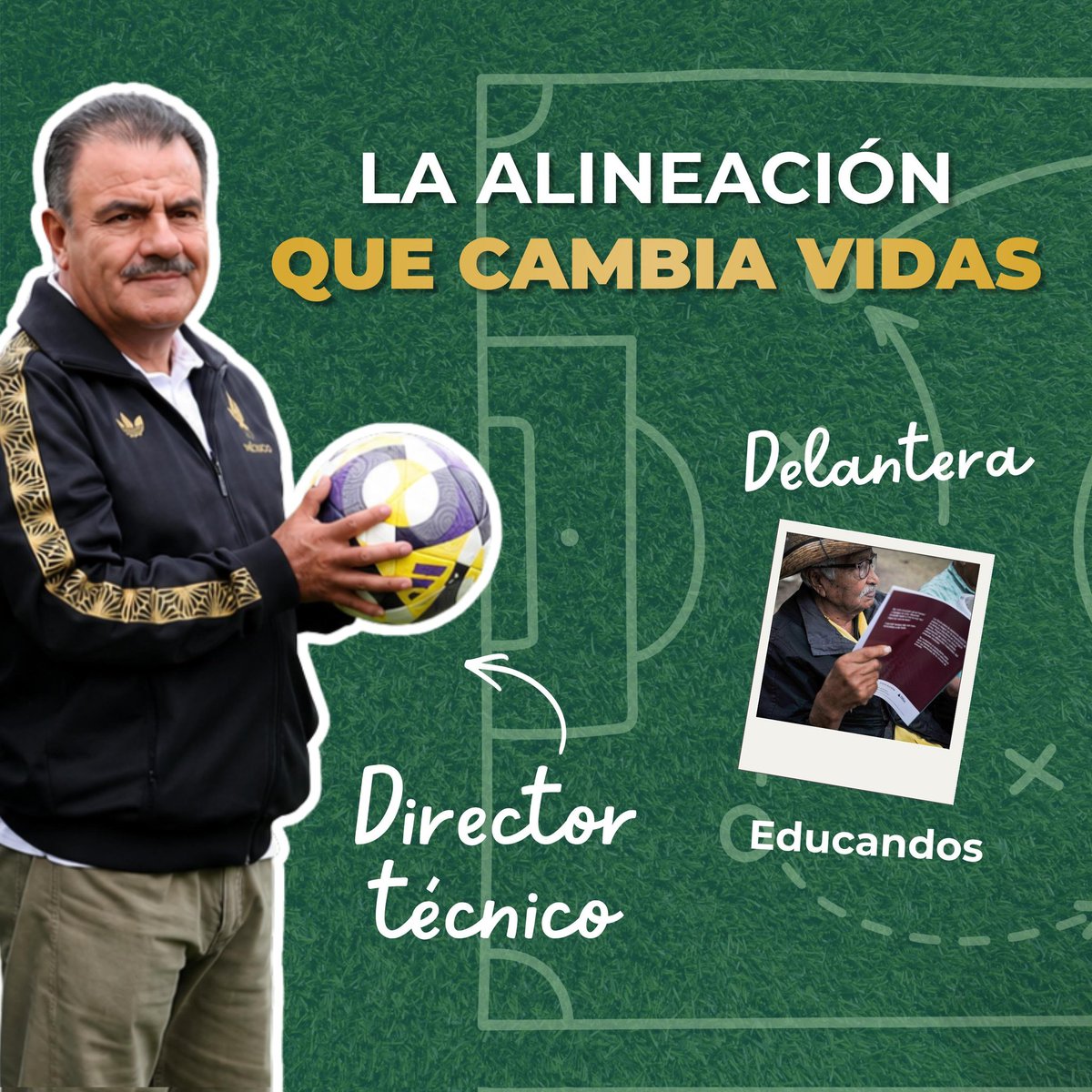 ArmandoContCast's tweet photo. En la cancha, una buena alineación marca el rumbo del partido. En la educación, una buena alineación transforma el futuro de nuestro país.

Con el espíritu mundialista como inspiración, presentamos la Alineación de la Educación: un equipo que suma esfuerzos para que más mexicanas y mexicanos ejerzan su derecho a aprender.

Porque cuando jugamos en equipo, la educación siempre gana. ⚽📚

#JuntasYJuntosEsMásFácil #RepúblicaEducadora 
#INEA #FelizMartes