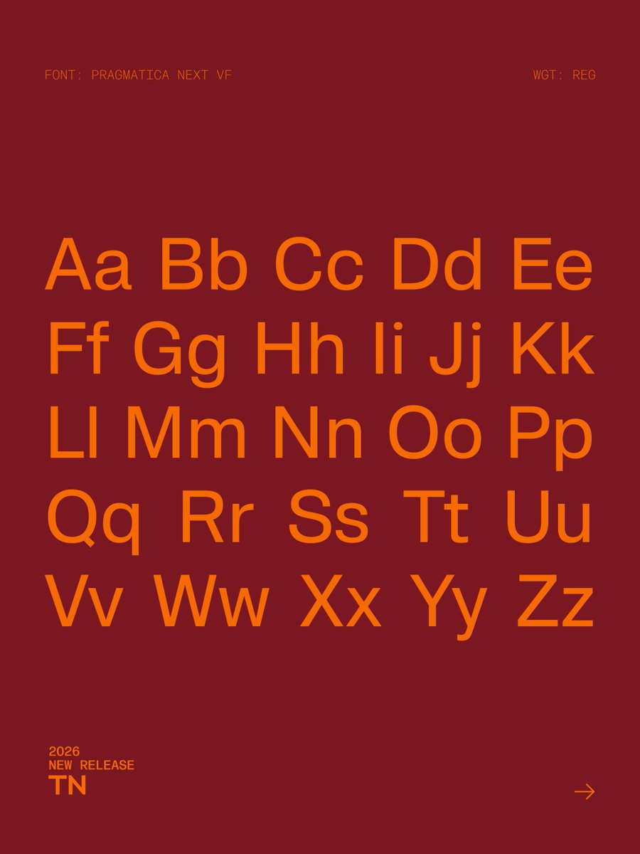 TypeNetwork's tweet photo. Pragmatica Next refines a classic neo-grotesque into a versatile type system with modern forms, tighter spacing, and extensive typographic features. Ideal for brand identities, web design, user interfaces, long-form reading, and more.
👉 License Pragmatica Next at https://t.co/kg1AxxUyxB
