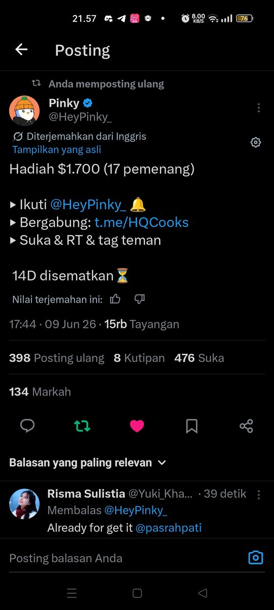 Yuki_Kharisma's tweet photo. @Cryptoze 58WeVnskcNnyZdtYvHnZZ8HnyhcS35zTGfYnaumfnXjY https://t.co/QJFpEbS7OP