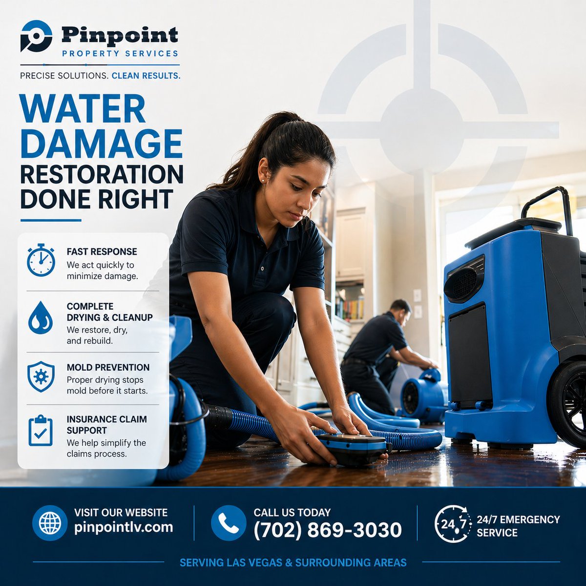 Pinpointlv's tweet photo. Burst pipe or slab leak in the Vegas Valley? Water wicks into drywall fast. Our IICRC-certified crew responds 24/7, dries to S500 standard &amp; documents it for insurance. 📞 702-869-3030 https://t.co/cFSKisTgyp #LasVegas #WaterDamage https://t.co/V3YvQXJ83j