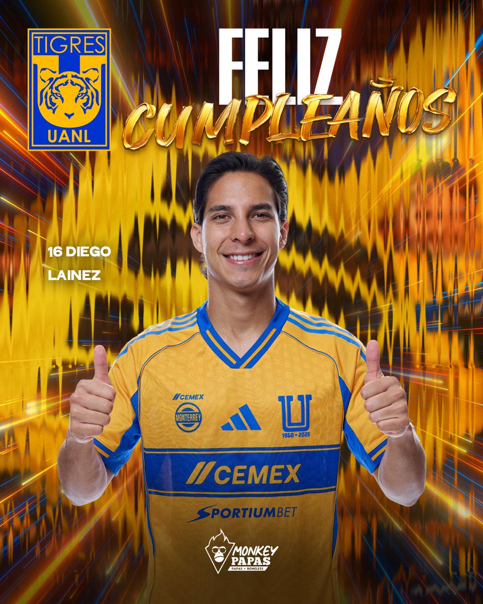 TigresOficial's tweet photo. 🎂 ¡El día de hoy festejamos en su cumpleaños a nuestro jugador, Diego Lainez! 🐯 

¡Que los cumplas feliz, '𝓕𝓪𝓬𝓽𝓸𝓻'! 🥳

@El_BigMont https://t.co/I8SIYIwPB9
