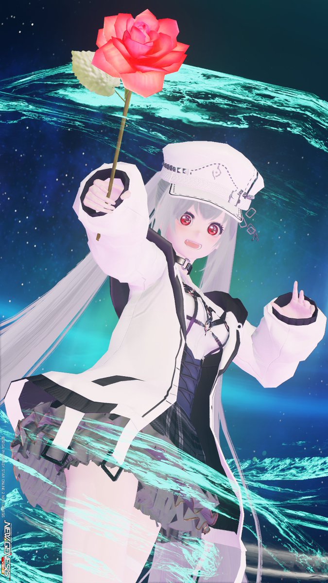 juggler_mu's tweet photo. 「新V開花、愉快回文師(回文)」

#メンテの日なのでssを貼る    
#PSO2NGS_SS (※無加工)

狂蘭メロコBa×魔使マオOuに
天宮こころのニーソを融合っ！
コラボVtuberキメラコーデ！

「意外と似合ってる……かな？」 https://t.co/YlbQY89RpX