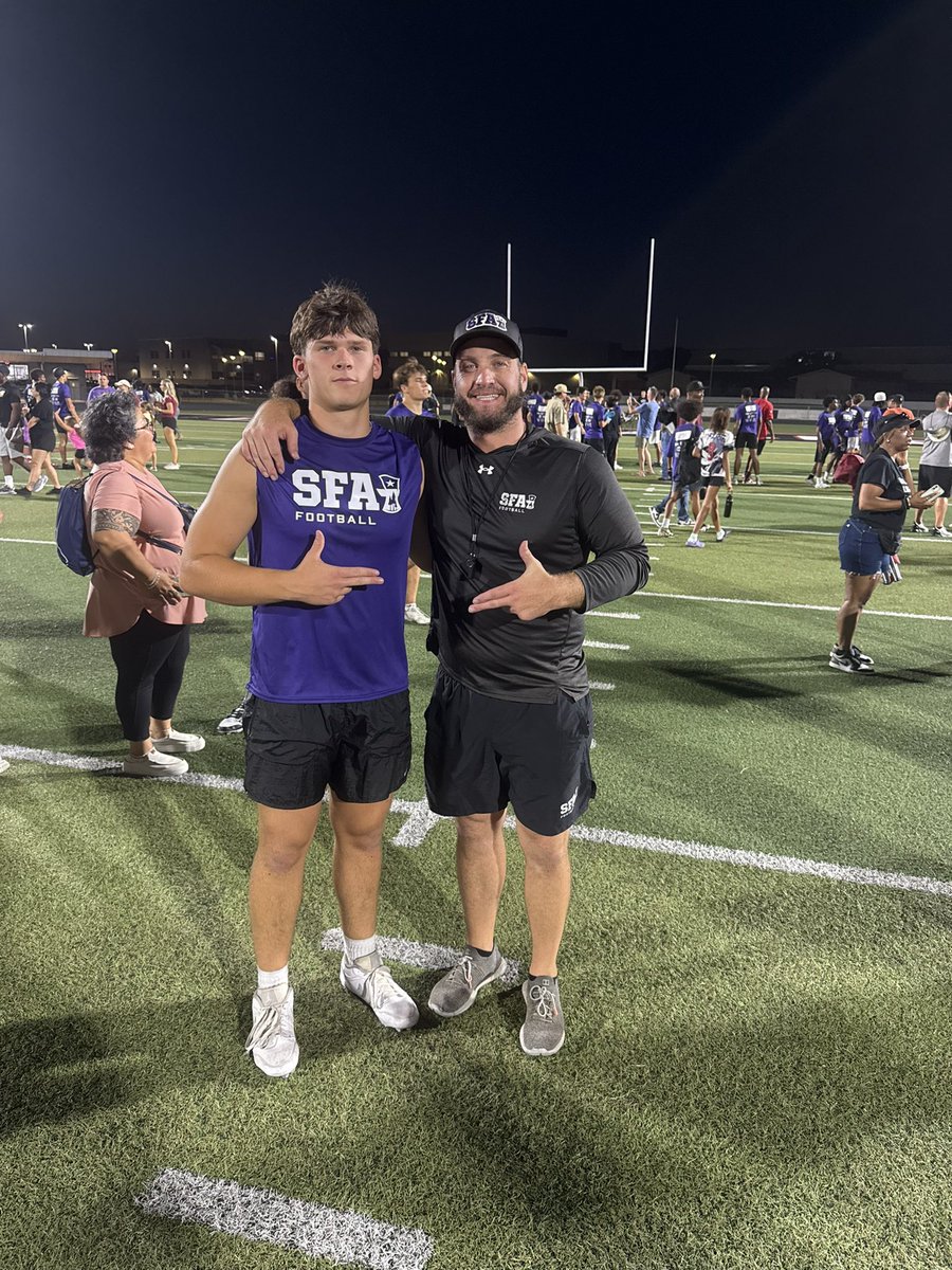 Spencer_Ballew's tweet photo. Had a great time competing at @SFA_Football camp yesterday! Got a ton of great work in and learned a lot from the coaches! Huge thanks to @Coach_RogersSFA for working with us! 
@CoachDSarris @CoachCarthel @CoachFaske @coachcismith @CoachJChambers @RecruitsCenTex @CoachSeaborn @LH_Panthers_FB