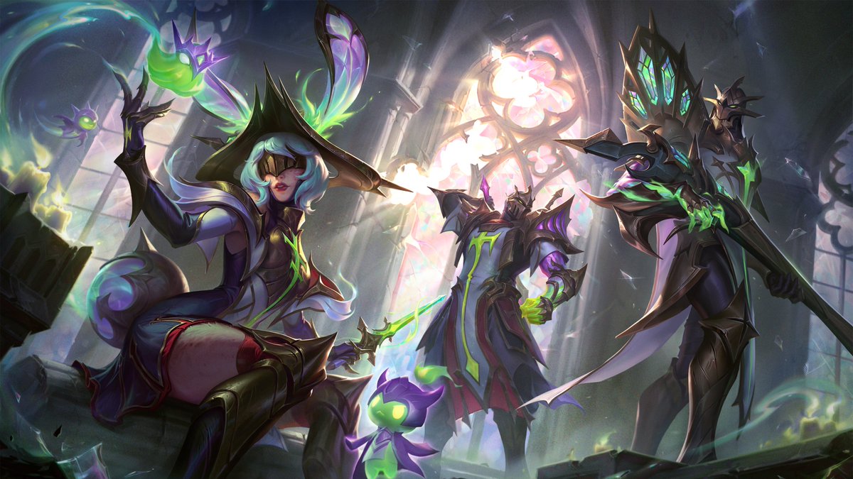 LeagueOfLegends's tweet photo. The Order will judge the unworthy ⚔️

Broken Covenant Aurora, Shen, and Jhin are available on Patch 26.13. Broken Covenant Jhin is the official revenue-share skin for MSI 2026. https://t.co/PPoMsdU18b