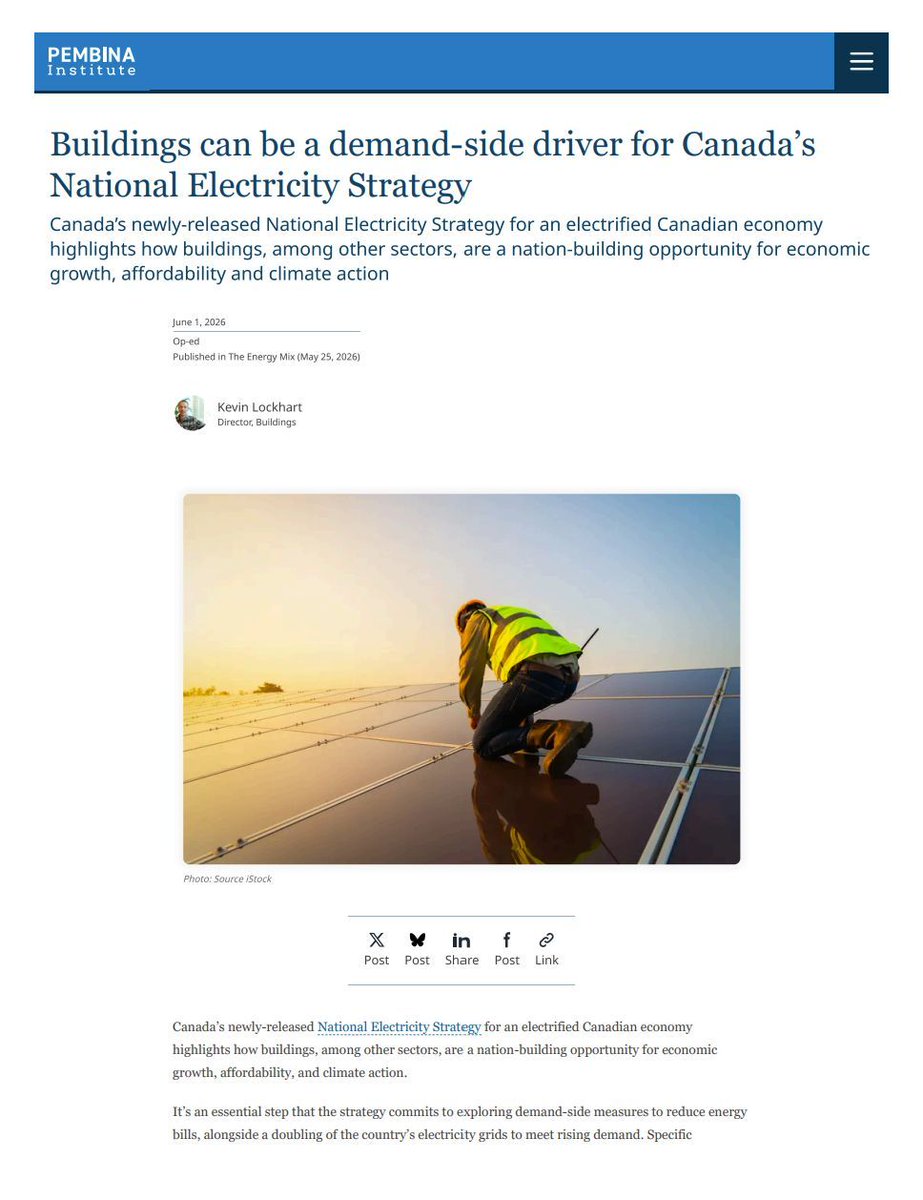 Pembina's tweet photo. 📢 Canada’s new electricity strategy identifies buildings as nation-building opportunities for economic growth &amp; affordability — we see them as core pillars for electrification. 🏢⚡

The next step is to create a roadmap to help meet the goals set by the strategy. 🗺️ #cdnpoli https://t.co/Y8WDYca1hD