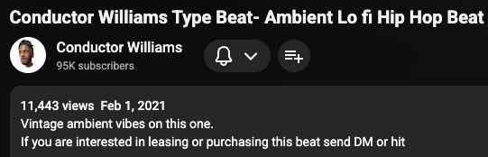 IAMTJKING's tweet photo. The fact that you could have bought a @condtrwilliams beat off of youtube 5 years ago...

Rappers: keep digging for gems cuz they are out there.

Producers: never stop posting. Your people will find you eventually. https://t.co/namUvA5rv9