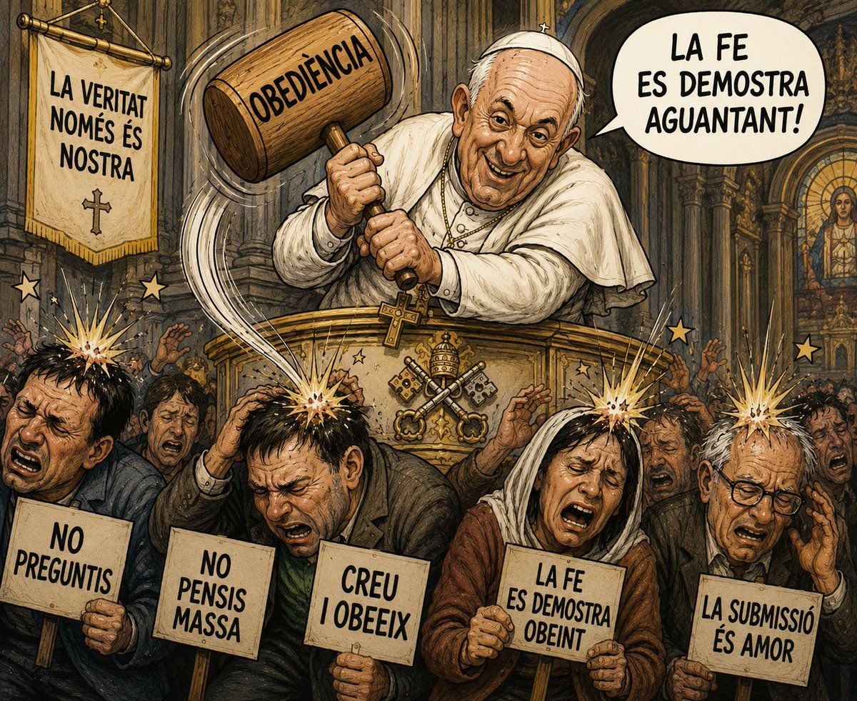 PiquePorta's tweet photo. La religió és un obstacle per a la llibertat humana que sotmet les persones. L'única deïtat vàlida és un mateix. Per exemple, el cristianisme és considerat una còpia destructiva dissenyada per al control social. https://t.co/HDbHDAIvbL