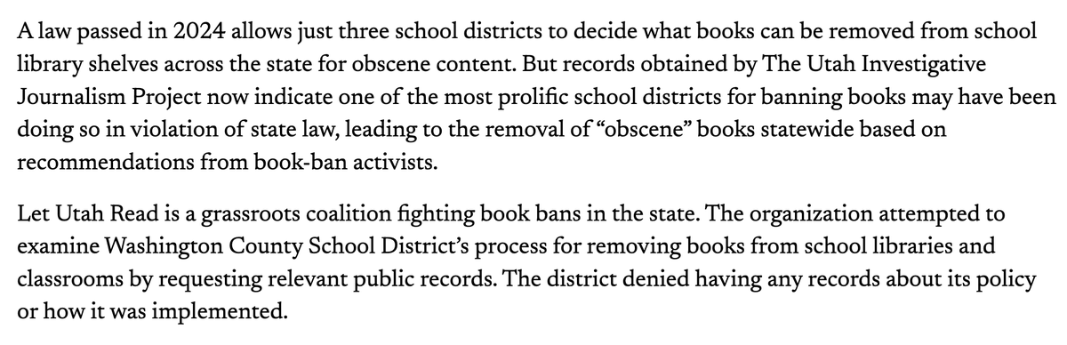 infodocket's tweet photo. UTAH: School District’s Book Bans May Have Flouted State Law (via @UTNewsDispatch) 

https://t.co/NsMy3nuzWC

#books #bookbans #libraries https://t.co/S9HgdGIaJm