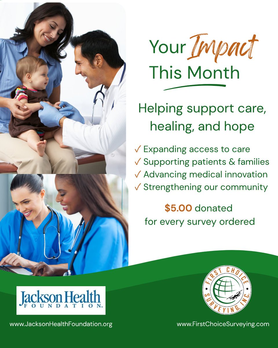 firstchoicesurv's tweet photo. Jackson Health Foundation helps improve healthcare access and patient care across South Florida. 💙

This month, we're donating $5 for every survey ordered to support their mission.

Learn more: https://t.co/Iva7jOpAZJ
https://t.co/IcBwHhkTWr

#FCSGivesBack #FirstChoiceSurveying https://t.co/XLMQyP5F9m