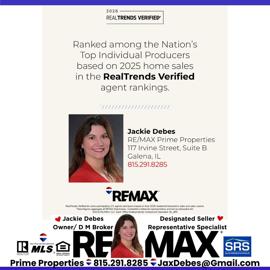 REMAXPrimeProp1's tweet photo. Congratulations to Jackie Debes, Owner and Designated Managing Broker of REMAX Prime Properties, named to the 2026 RealTrends Verified rankings! Jackie met rigorous production benchmarks that far exceed industry averages, exceeding $10 million in volume.  815.291.8285 https://t.co/OAd95Cd9tz