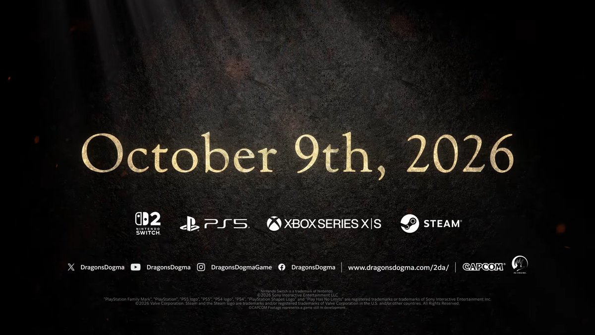 RPGSite's tweet photo. Dragon's Dogma 2: Dark Arisen launches on October 9 for PS5, Xbox Series, Switch 2, and Steam. The Dark Arisen Expansion will be available for existing owners: https://t.co/HaU1R8lWGM https://t.co/jawSoWwEly