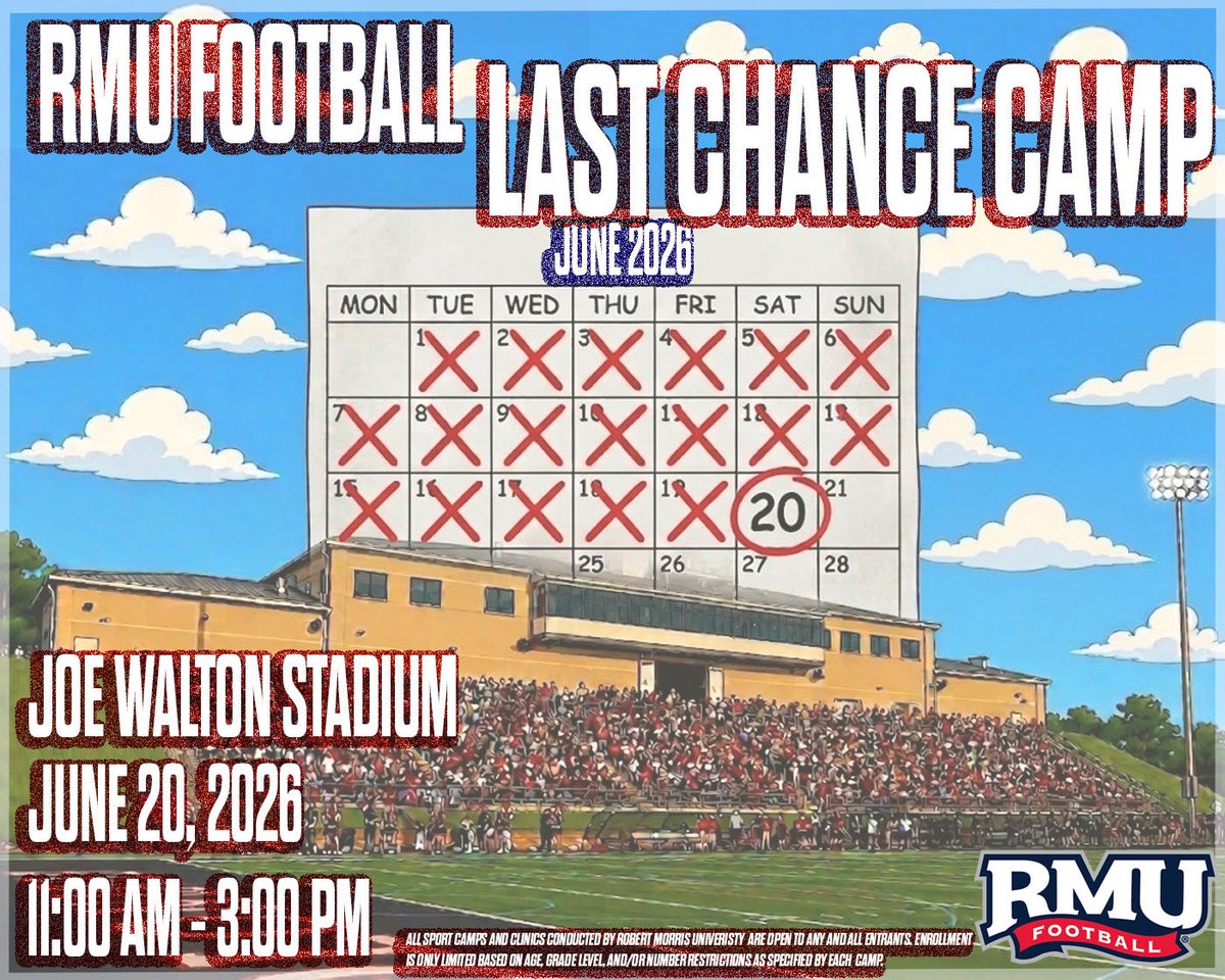 CoachColemanHC's tweet photo. Another Opportunity to Come Camping!!!
Don’t Miss Out 🔴⚪️🔵
@RMU_Football https://t.co/1QgidmlZHj