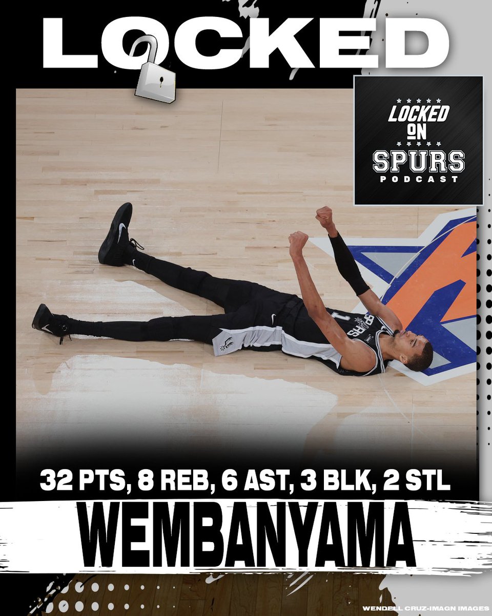 LockedOnSpurs's tweet photo. 🔒LOCKED PLAYER OF THE DAY🔒

Victor Wembanyama drops 32 and powers the Spurs to a crucial Game 3 win. https://t.co/YWVPWDs0YN