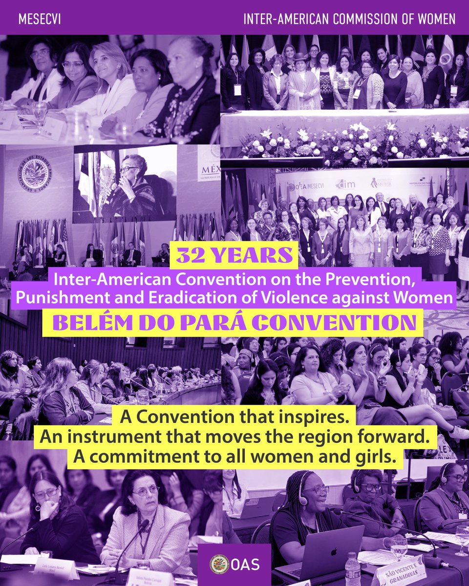 MESECVI's tweet photo. ✨ Today, we celebrate the 32nd anniversary of the Belém do Pará Convention. 

For over three decades, it has transformed how violence against women is recognized and strengthened the protection of women's rights across the region.

🧵⤵️ https://t.co/cYf70vCqw5