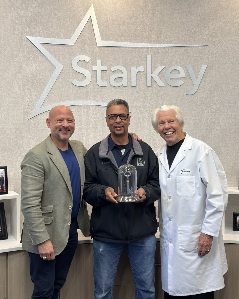 BillFAustin's tweet photo. The strength of Starkey has always been our people.

It was an honor for Brandon and me to present Orlando Bolden with the Key to Starkey — a reflection of more than 30 years of service to others.

Orlando, thank you for everything you’ve given to Starkey. Enjoy your retirement. https://t.co/UA0tD51tPe
