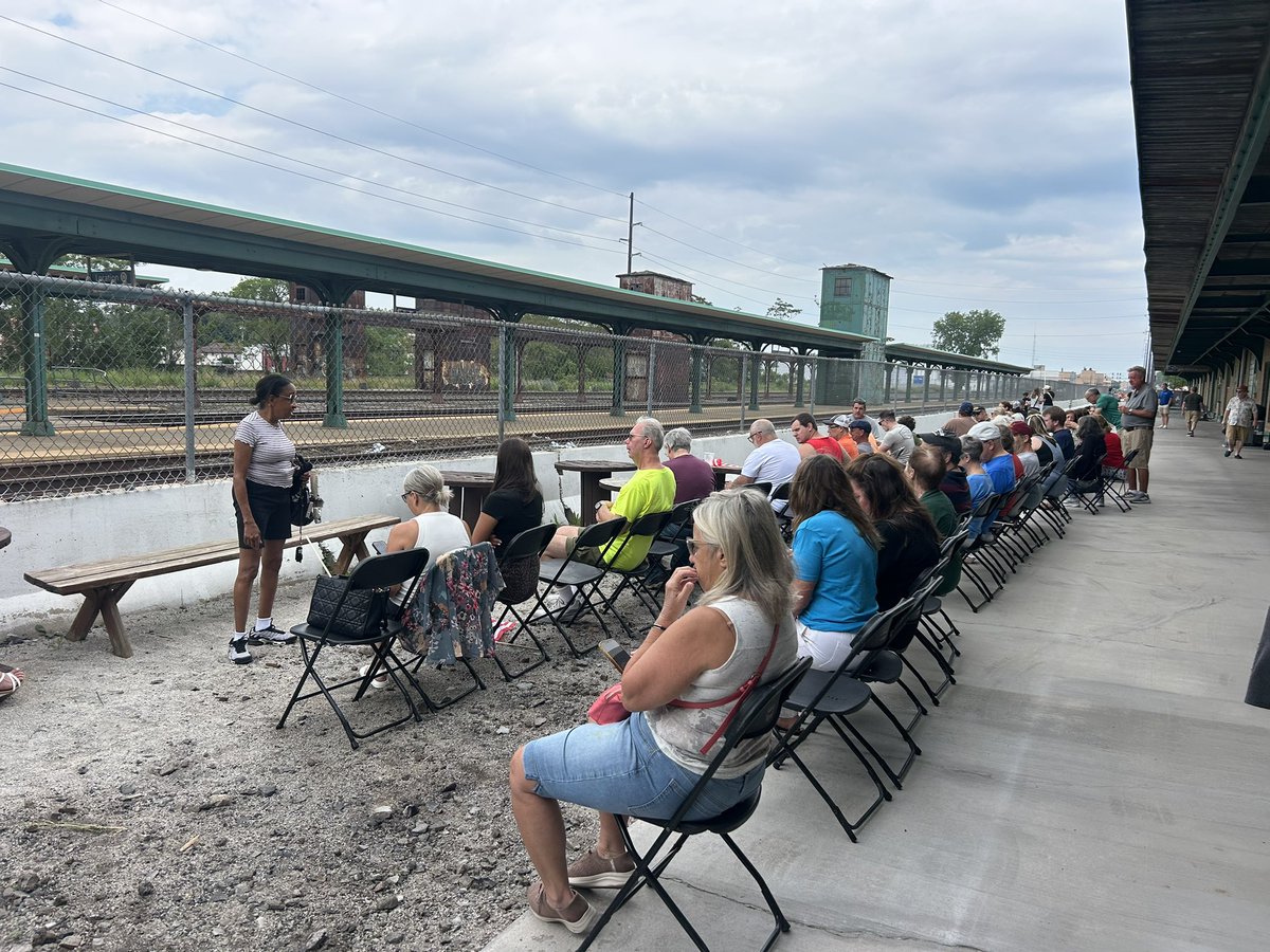 ENNElspeth's tweet photo. The Big Boy locomotive is making its way through Erie. Here’s a look at the watch party at the The Brewerie At Union Station! 🚉 https://t.co/HzPMWePUi3