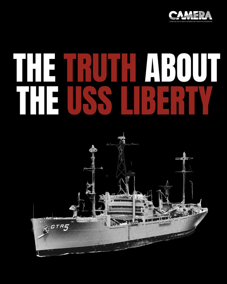 CAMERA4Truth's tweet photo. Whenever anti-Israel activists and politicians like @RepThomasMassie run out of legitimate arguments, they resort to hysterical, decades-old conspiracy mongering about the USS Liberty. 

Let’s look at the actual facts of the incident, rather than the unhinged myths being pushed for political points: 🧵