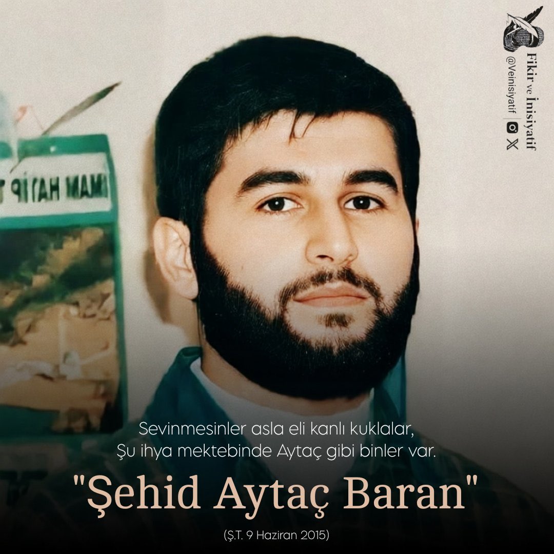 Yusa0421's tweet photo. “Sevinmesinler asla eli kanlı kuklalar,
Şu ihya mektebinde Aytaç gibi binler var.”

Şehadetinin yıldönümünde şehid Aytaç Baran ağabeyimizi rahmetle yad ediyoruz.

Yolun yolumuzdur ey şehid..

#AytaçBaran https://t.co/dFLvBGZiCl