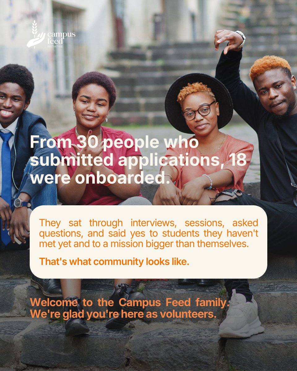 campusfeedinit's tweet photo. 18 new volunteers.
One community that keeps showing up. Welcome to the team; we're just getting started. 💚 #CampusFeed #VolunteerLife #StudentHunger #CommunityFirst https://t.co/s4koH0sXre