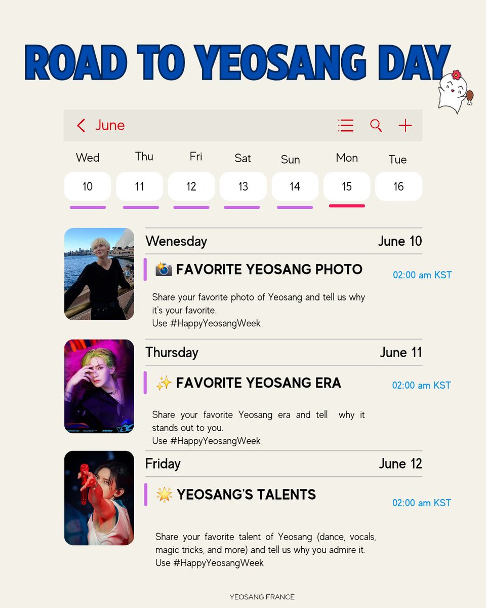 KangYeosangFr's tweet photo. 🎂 ROAD TO YEOSANG DAY 🎂

To celebrate Yeosang's birthday, we'll be sharing a different theme each day. Join us and celebrate with #HappyYeosangWeek!

Share your photos, memories, messages, and appreciation posts and let's fill the timeline with love for Yeosang!

We can't wait to see your posts.✨

#에이티즈 #ATEEZ #여상 #ヨサン #YEOSANG @ATEEZofficial