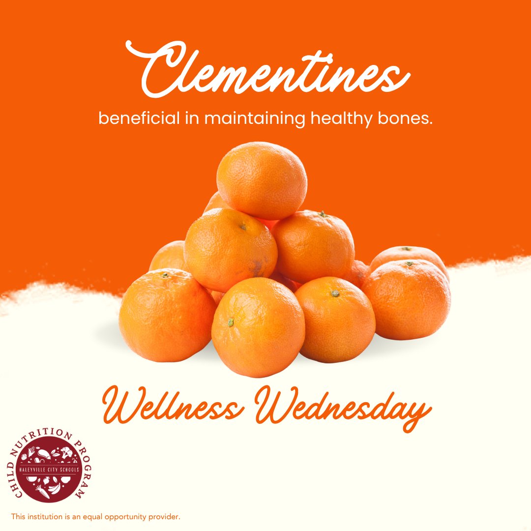 HaleyvilleCNP's tweet photo. Clementines are a hybrid of a mandarin and sweet orange! π
@HCSLionPride #HCSSLI #OnAMissionToFeedKids #ServeLeadInspire #WeAreHaleyville #HomeofChampions #onamission #HaleyvilleAL #HaleyvilleAlabama #Haleyville #ALschools #Winstoncounty https://t.co/hVWJ6k9Mrz