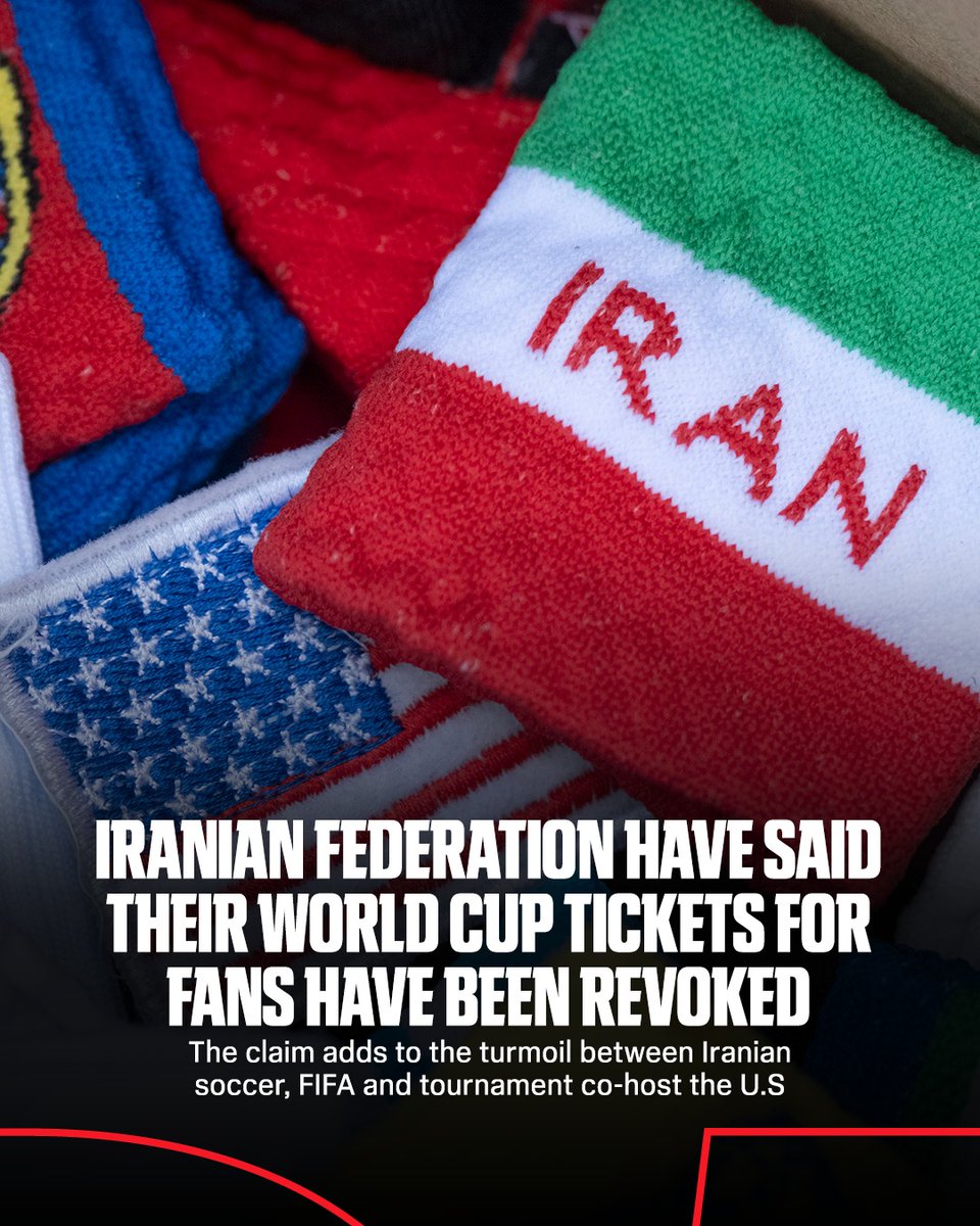 ESPNUK's tweet photo. FIFA pulls Iran fans' World Cup ticket allocation 🎟️❌
