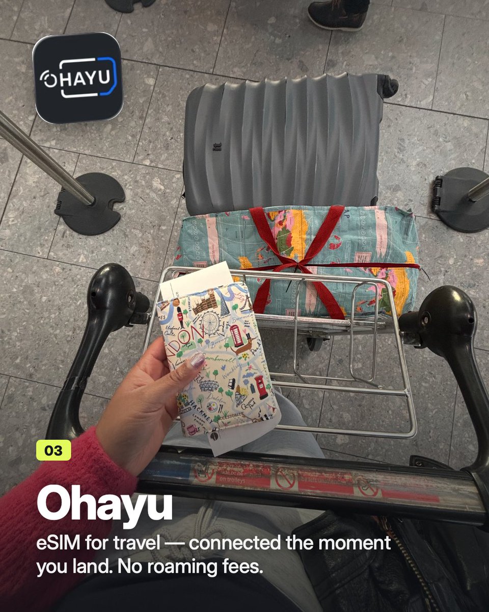 ohayu_esim's tweet photo. solo travel is only scary until you have the right apps 📲
here are the 4 i never leave without ✈️

code TT10 for 10% off @ohayu_esim https://t.co/OBDag1RGLd