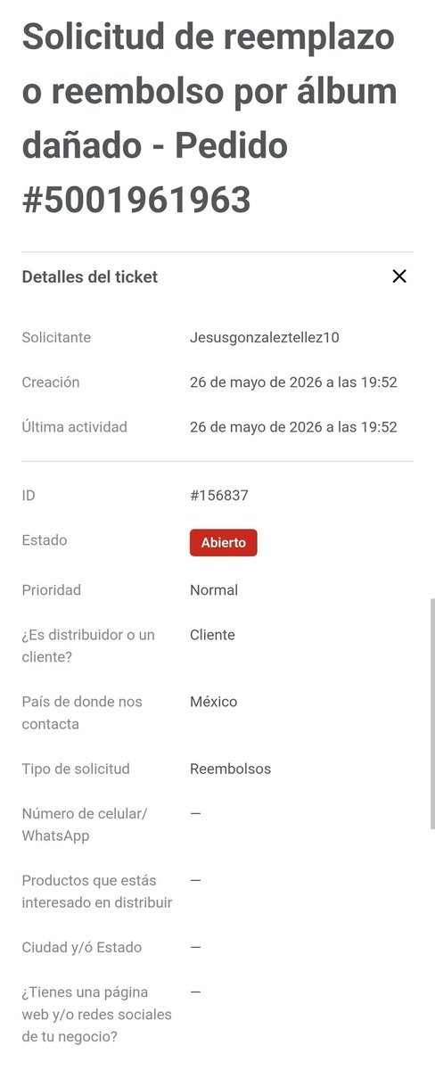 ChivaPower90's tweet photo. @Profeco @AtencionProfeco @Panini_mexico @SoportePaniniMx Busco seguimiento al ticket #156837 y pedido #5001961963. Desde el 26 de mayo reporté que el álbum FIFA WC 2026 llegó dañado y envié fotos. Aún no recibo respuesta ni solución. https://t.co/wsNJvaofVR