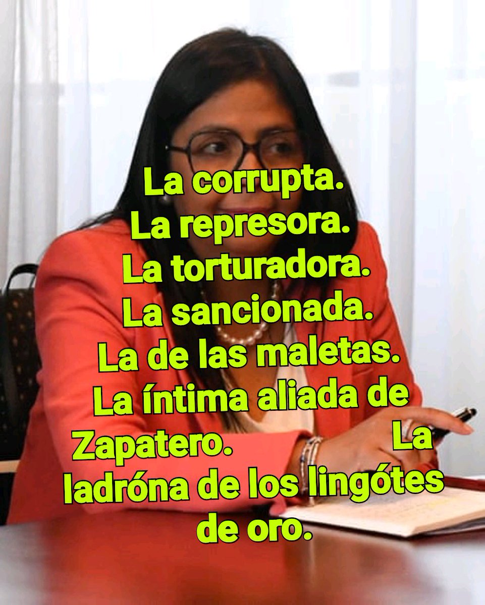 Ruben7870's tweet photo. @SantiagoRafa11 Delcy Rodríguez iba por el mundo ofreciendo minas de oro a cambio de apoyos para que Estados Unidos dejara de presionar a la tiranía. Es la misma fórmula que utilizaron con José Luis Rodríguez Zapatero e intentaron utilizar con Aaron Schock. https://t.co/KdCFtkKfJx