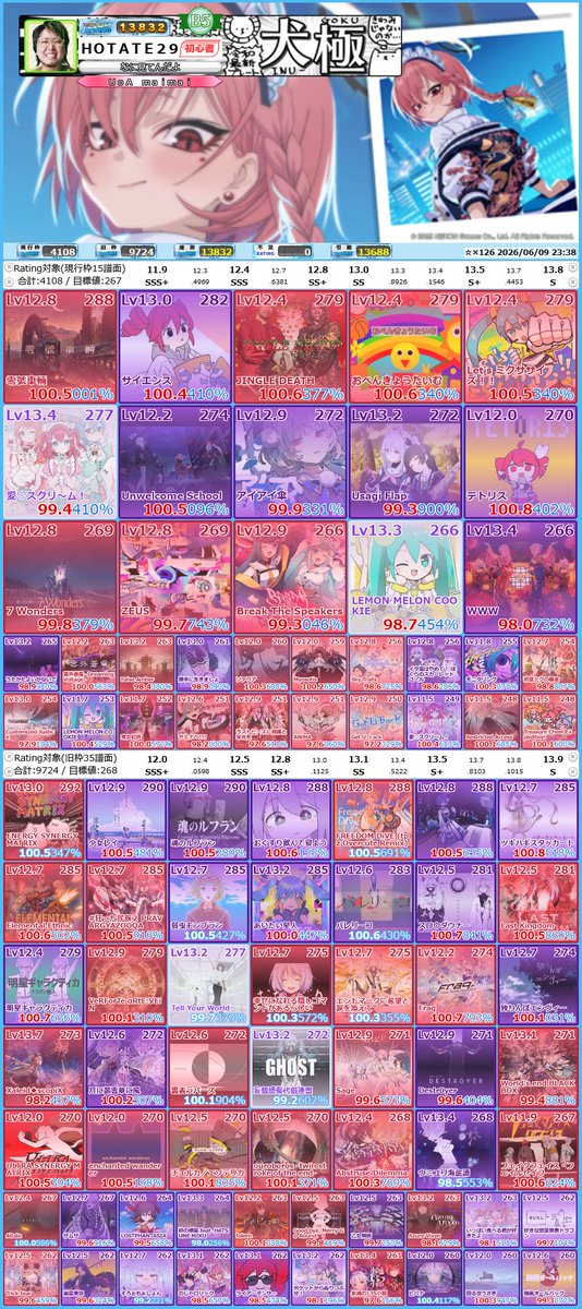 ▽ Maiページ maimai 13800到達したのでベ枠を投げる