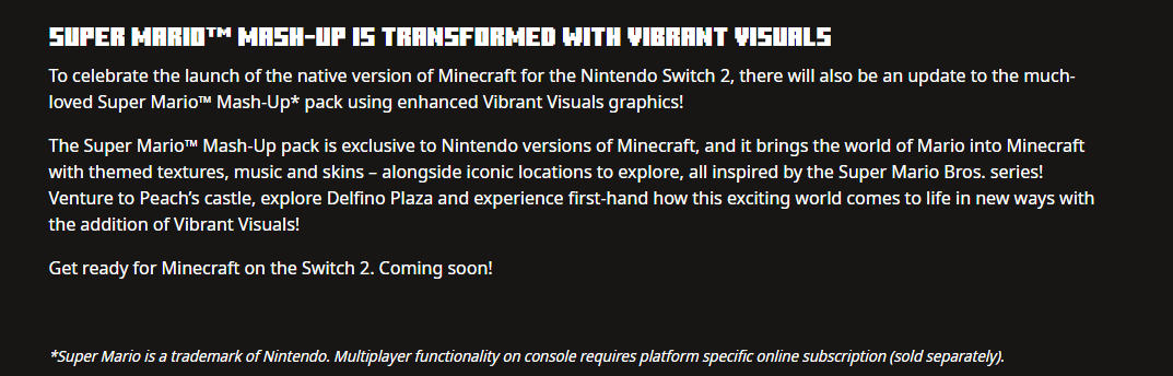 eckoxsoldier's tweet photo. A Switch 2 version of Minecraft Bedrock is launching later this year which will official support Vibrant Visuals!☀️🌊 

read more: https://t.co/mlMMG0f0zp https://t.co/dcd3Wssyoa