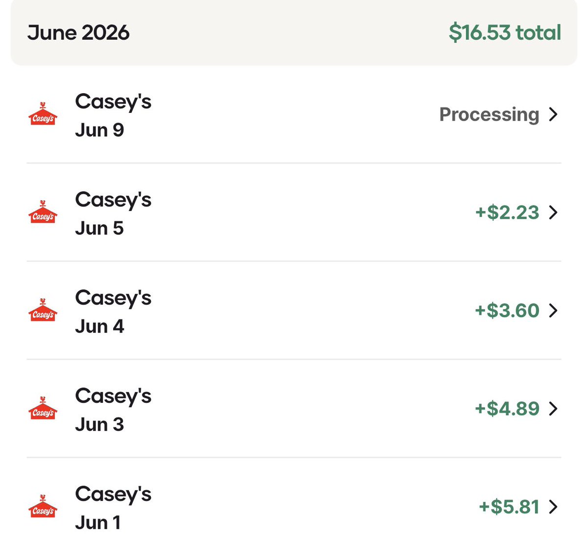 zachfasbender's tweet photo. I’m not an influencer. I’m not paid by Upside. But the upside app is great if you buy a lot of gas/fuel at Casey’s. You can deposit the cash straight into your bank account. https://t.co/Y0RQHa6uoU
