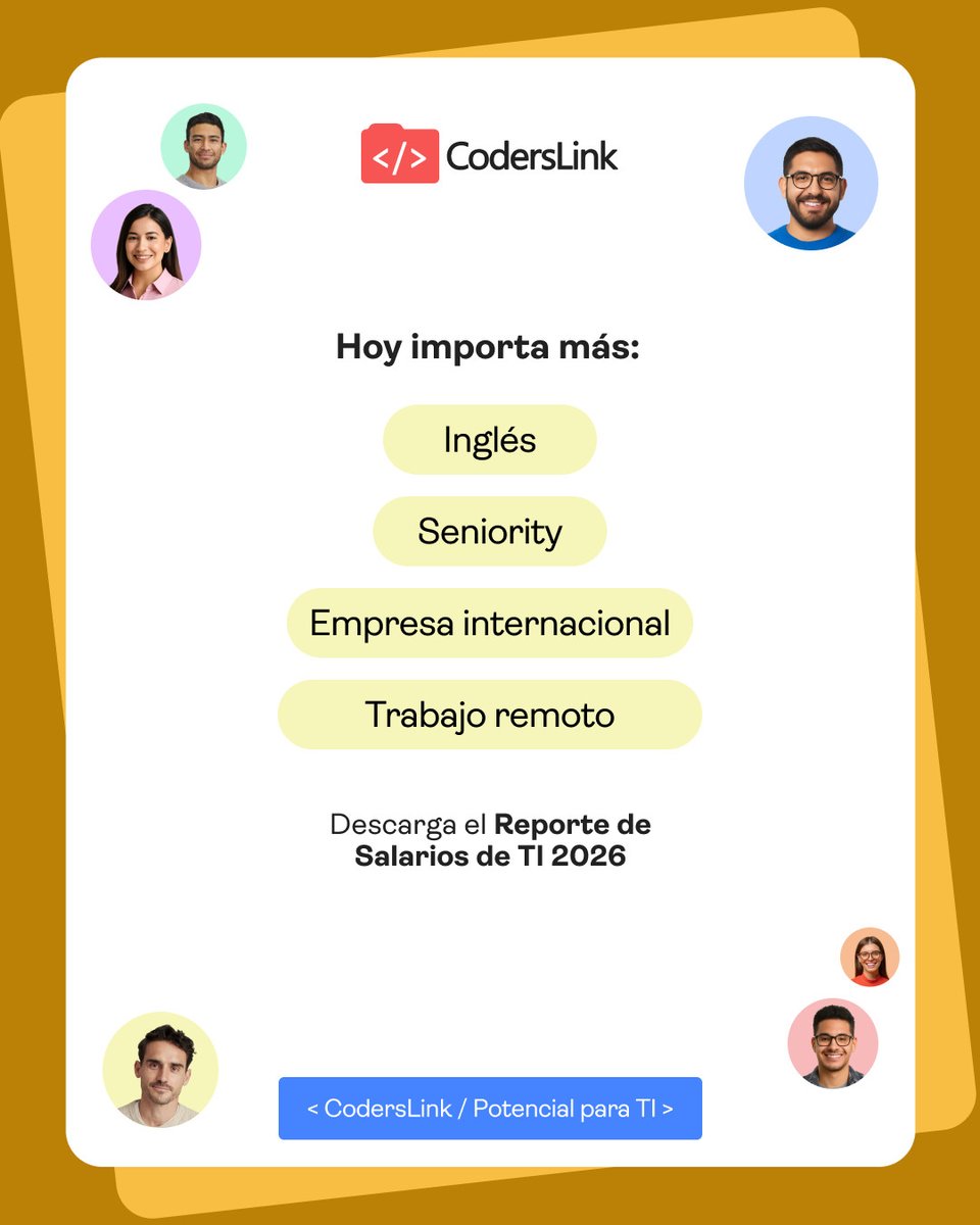 coderslink's tweet photo. En TI, tu ubicación importa… pero ya no define todo.

El salario también depende de tu inglés, modalidad, tipo de empresa y mercado al que accedes.

📥 Conoce los datos en el Reporte de Salarios de TI 2026.
https://t.co/BcoG6Bx6EK

#Salariosdeti2026 https://t.co/XujAGZz7qR